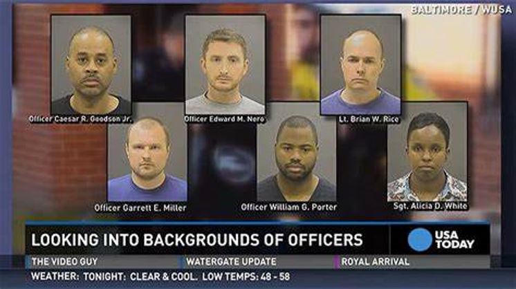 Police officers charged by Mosby in death of Freddie Gray. [Source: usatoday.com]
